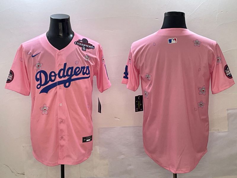 Men Los Angeles Dodgers Blank Pink Sakura Edition 2025 Nike MLB Jersey style 2